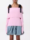 Rotate Birger Christensen Off-shoulder Strap Sweater In Pink