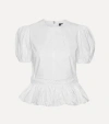 Rotate Birger Christensen Rotate Birgerchristensen White Alix Top With Puff Sleeves In White