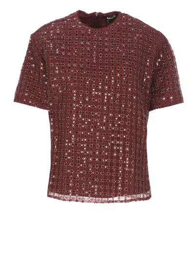 Rotate Birger Christensen Top With Paillettes In Burgundy