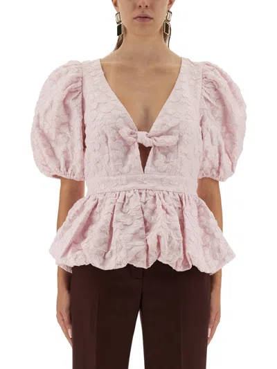 ROTATE BIRGER CHRISTENSEN TOP WITH PUFF SLEEVES