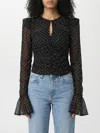 Rotate Birger Christensen Chiffon Ruched Top In Black