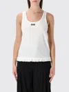 Rotate Birger Christensen Rotate Ruffle-hem Cotton Tank Top In White
