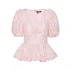 Rotate Birger Christensen Jacquard Puff Sleeve Top