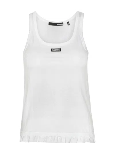 Rotate Birger Christensen Rotate Rtruffle Hem Crewneck Tank Top In White