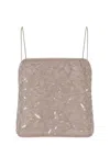 Rotate Birger Christensen Sequins Flowers Top In Beige