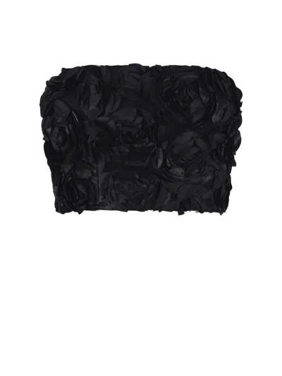 Rotate Birger Christensen Top Rotate Flowers Made Of Satin In Black