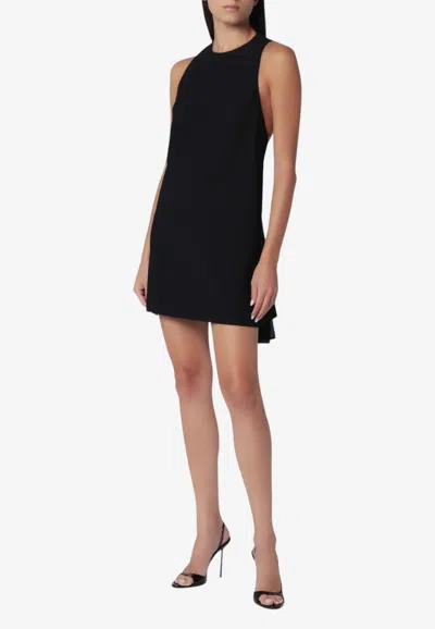 Rotate Birger Christensen Rotate Black Trapeze Mini Dress In Crepe