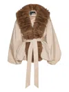 Rotate Birger Christensen Giacca Con Collo In Pelliccia Sintetica Beige In Multi