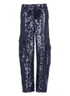 Rotate Birger Christensen Sequinned Cargo Pants In Blue