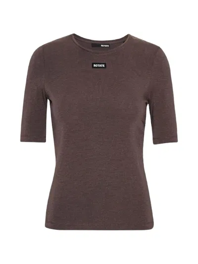 Rotate Birger Christensen T-shirt Marrone Con Logo Rotate In Burgundy