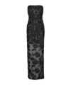 Rotate Birger Christensen Floral Mesh Strapless Maxi Dress In Black
