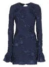 Rotate Birger Christensen Womens Navy Rosita Floral-applique Mesh Mini Dress In Blue