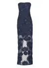 Rotate Birger Christensen Rotate Tulle Dress With All-over Rose Details In Blue