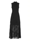 Rotate Birger Christensen Tulle Dress With All-over Rose Details And Flared Hem In Black