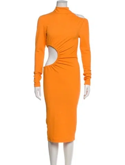 Pre-owned Rotate Birger Christensen Turtleneck Knee-length Dress In Orange