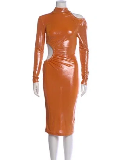 Pre-owned Rotate Birger Christensen Turtleneck Midi Length Dress In Orange
