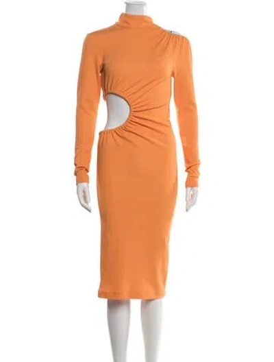 Pre-owned Rotate Birger Christensen Turtleneck Midi Length Dress In Orange