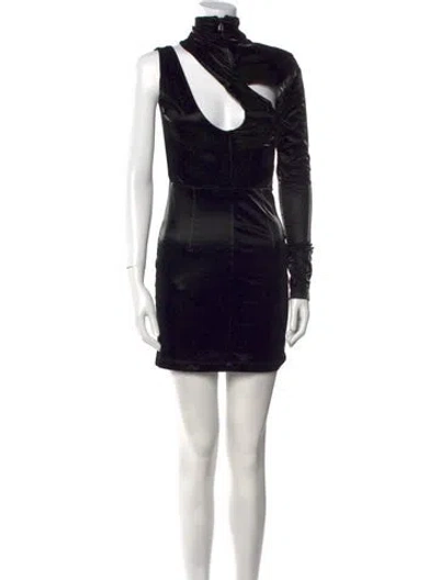 Pre-owned Rotate Birger Christensen Turtleneck Mini Dress In Black