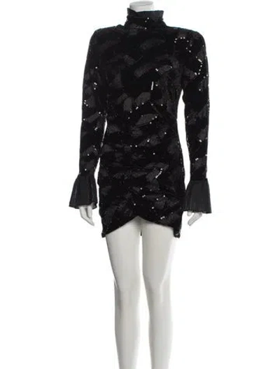Pre-owned Rotate Birger Christensen Turtleneck Mini Dress In Black