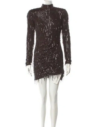 Pre-owned Rotate Birger Christensen Turtleneck Mini Dress In Brown