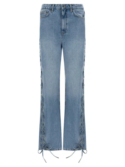 Rotate Birger Christensen Twisted Lacing Jeans In Blue
