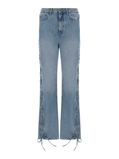 Rotate Birger Christensen Twisted Lacing Jeans In Blue