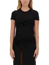 Rotate Birger Christensen Fitted Twisted T-shirt In Black