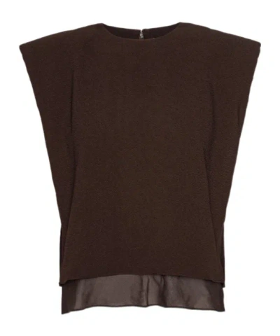 Rotate Birger Christensen Two Layer Boxy Vest In Brown