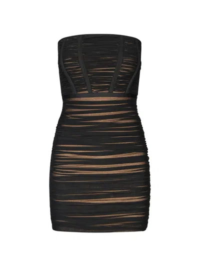 Rotate Birger Christensen Two Layer Mini Dress In Black