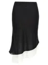 Rotate Birger Christensen Layered Asymmetric Hem Skirt In White/black