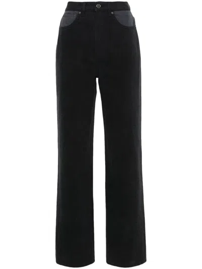 Rotate Birger Christensen Two-tone Tapered Jeans In Black