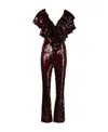 Rotate Birger Christensen Ruffled-detailing Sequined Jumpsuit In Black