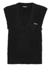 Rotate Birger Christensen V-neck Knitted Vest In Black