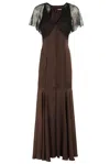 Rotate Birger Christensen Long Satin And Lace Dress