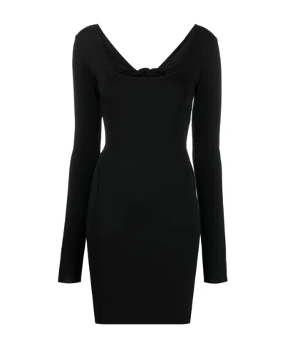 Rotate Birger Christensen V-neck Long-sleeved Dress In Black