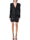 Rotate Birger Christensen Samantha Sequined Stretch-chiffon Mini Dress In Black