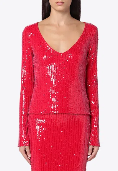 ROTATE BIRGER CHRISTENSEN V-NECK SEQUINED TOP