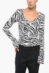 Rotate Birger Christensen V Neck Sequined Top With Zebra Motif In Black