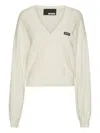 Rotate Birger Christensen Rotate Knit V-neck Sweater In White
