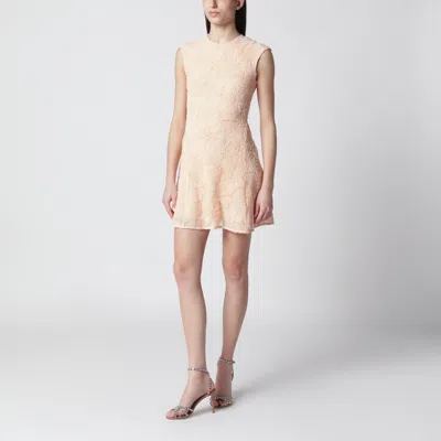 Rotate Birger Christensen Vanilla-colored Mini Dress With Floral Appliqués In Neutral