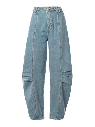 Rotate Birger Christensen Beige Blue Denim Sculptural Design Jeans