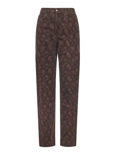 Rotate Birger Christensen Straight-leg Jeans With All-over Print In Brown