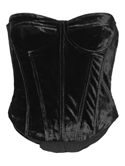 Rotate Birger Christensen Velvet Bustier Top In Black