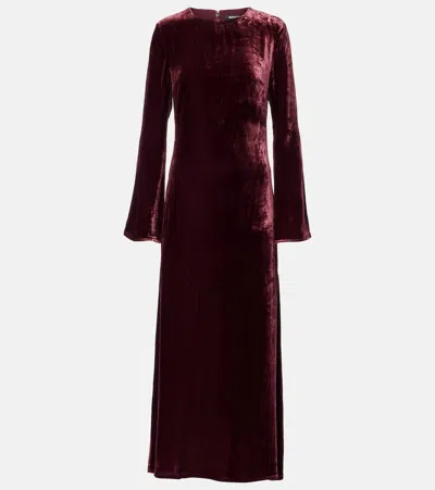 Rotate Birger Christensen Velvet Maxi Dress In Burgundy
