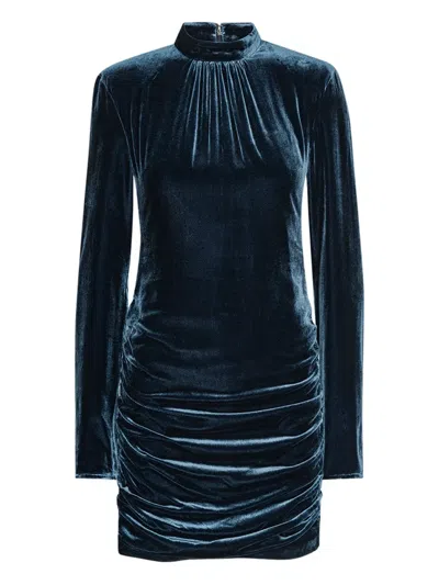 Rotate Birger Christensen Velvet Mini Dress In Blue