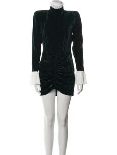 Pre-owned Rotate Birger Christensen Velvet Mini Dress In Green