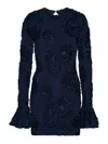 Rotate Birger Christensen Rotate Tulle Dress With All-over Rose Details In Blue