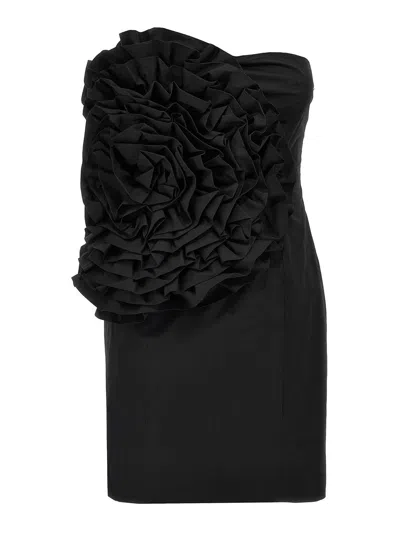 Rotate Birger Christensen Big Flower Mini Dress In Black