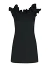 Rotate Birger Christensen Rotate 'mini Ruffle' Black Cotton Dress Women In Black