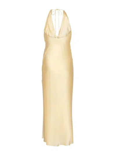Rotate Birger Christensen Abito Lungo In Chiffon In Yellow